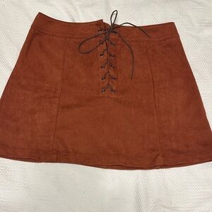 Terracotta Lace-Up Mini Skirt